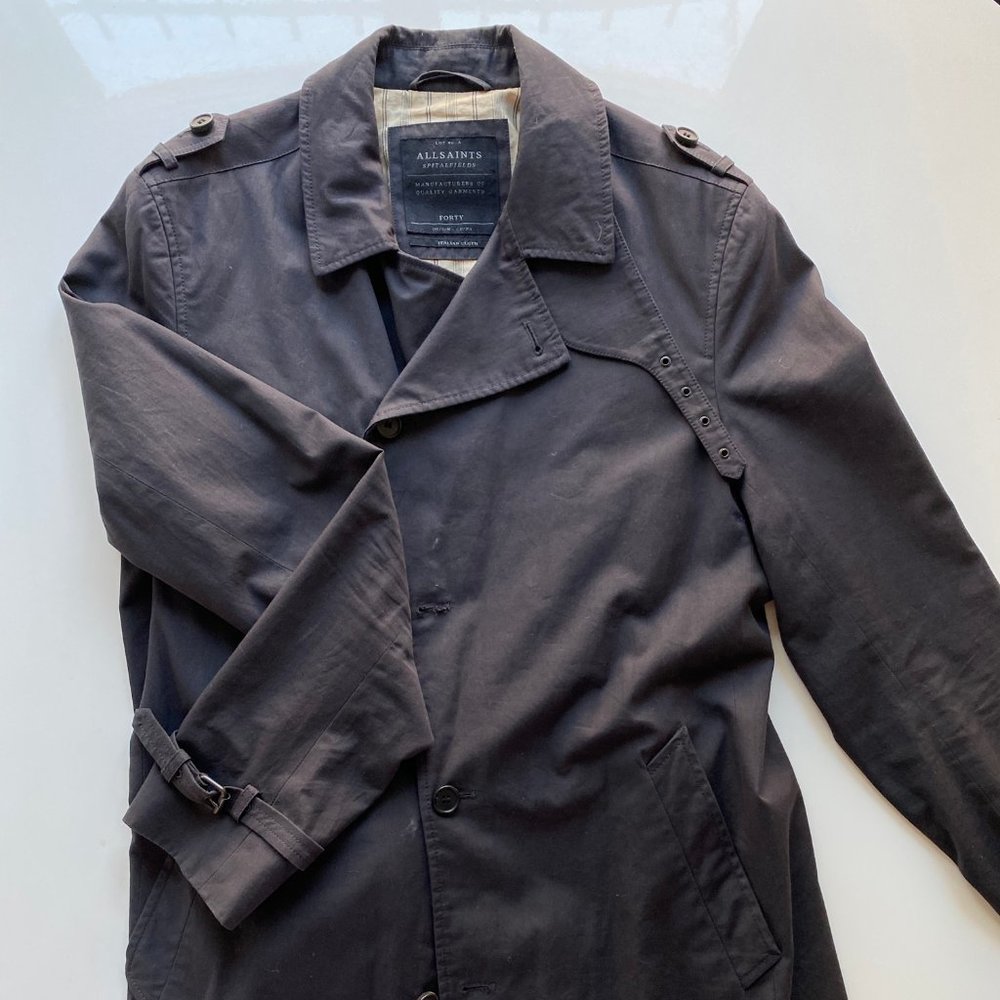 Men's All Saints Black Trench Coat